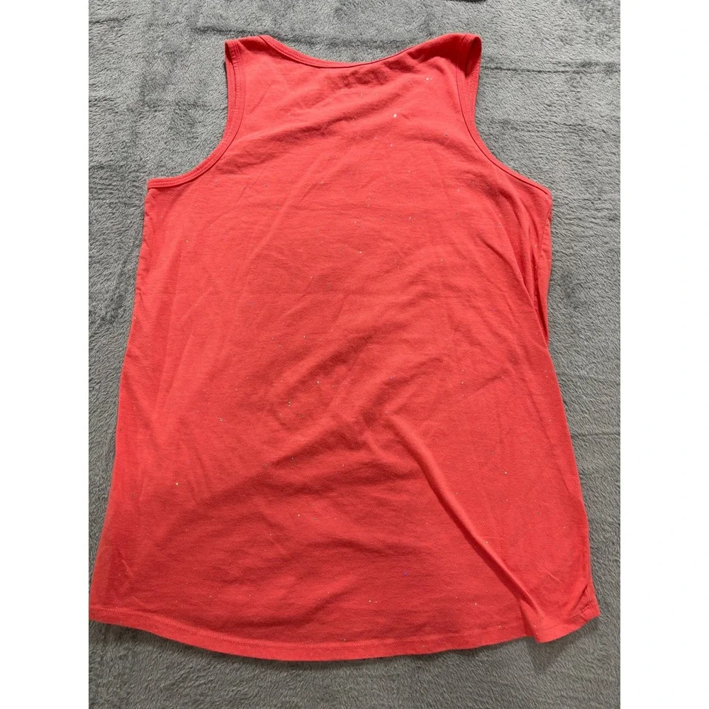 Cat & Jack XL Coral Pink Glitter Tank Top Womens Casual Cozy Sparkle Sleeveless